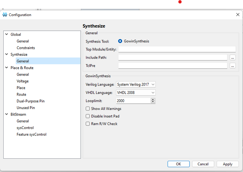 Datei:Gowin Synthesis Settings.png